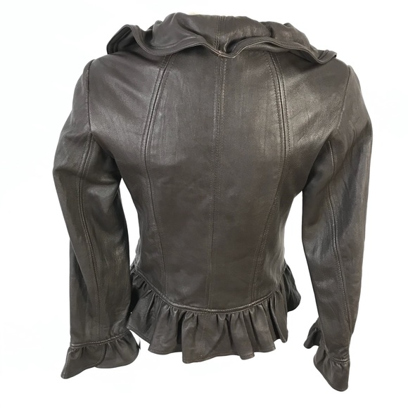 United face ruffled leather jacket - Picture 3 of 12
